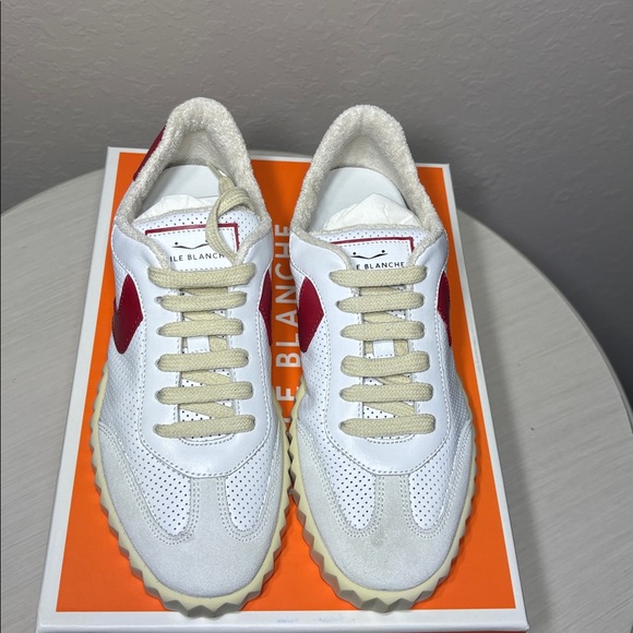 Voile Blanche Ines Mesh & Leather Sneakers - White/Red NIBox Size 37 (7US) - Picture 6 of 12